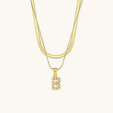 Fiona Layered Gold Initial Letter Necklace