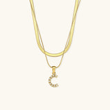 Fiona Layered Gold Initial Letter Necklace