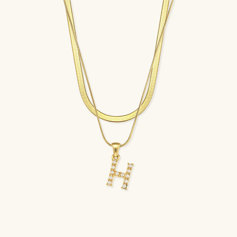 Fiona Layered Gold Initial Letter Necklace