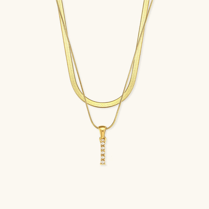 Fiona Layered Gold Initial Letter Necklace