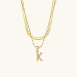 Fiona Layered Gold Initial Letter Necklace