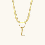 Fiona Layered Gold Initial Letter Necklace