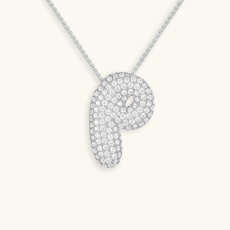 Bubble Initial Diamond Necklace