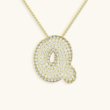 Bubble Initial Diamond Necklace