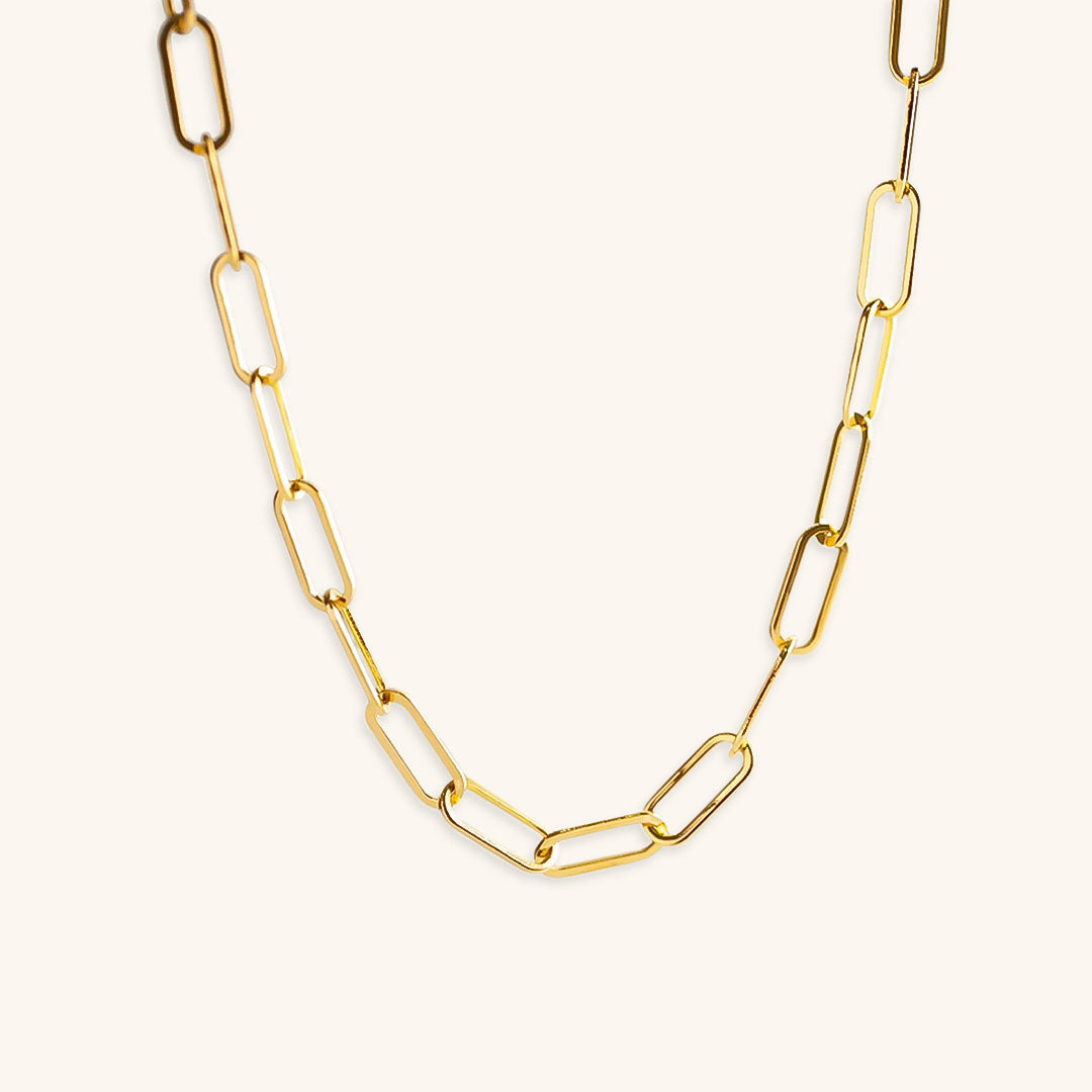 Nia Gold Paperclip Chain Necklace