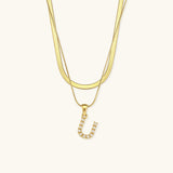 Fiona Layered Gold Initial Letter Necklace