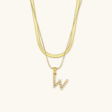 Fiona Layered Gold Initial Letter Necklace