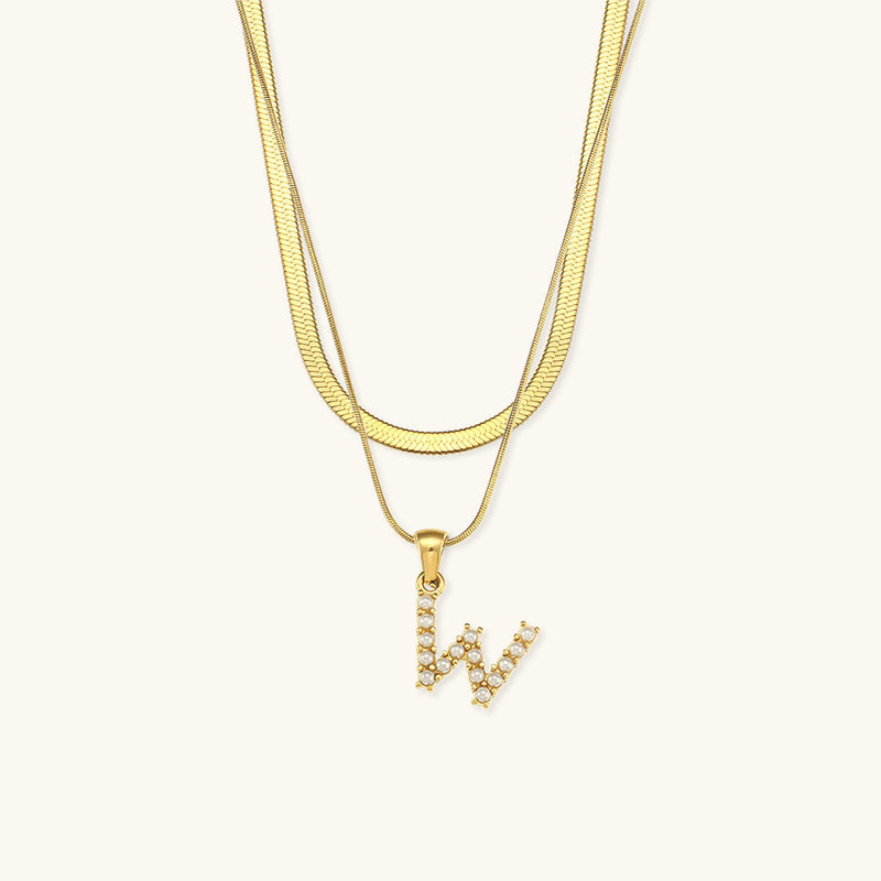 Fiona Layered Gold Initial Letter Necklace