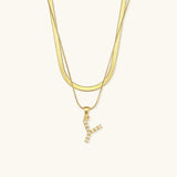 Fiona Layered Gold Initial Letter Necklace